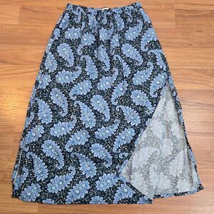 J Crew Collection Side Slits Maxi Skirt Size M Cottagecore Floral Cotton Pockets